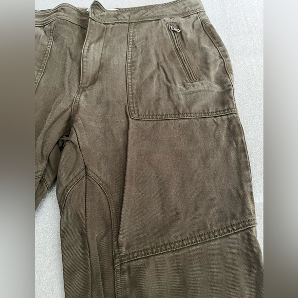 [US6]Zara Z1975 Denim Brown Military Joggers Zip Fly Lycell 23” Inseam Ankle - Picture 3 of 10